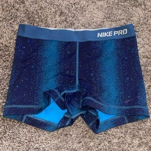 Blue and dark blue 3” Nike pro shorts